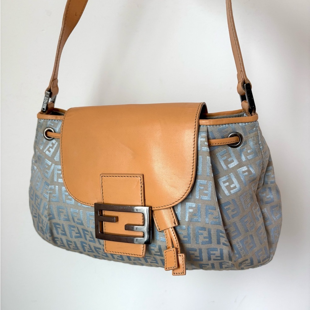 Fendi Tan and Blue Shoulder Bag